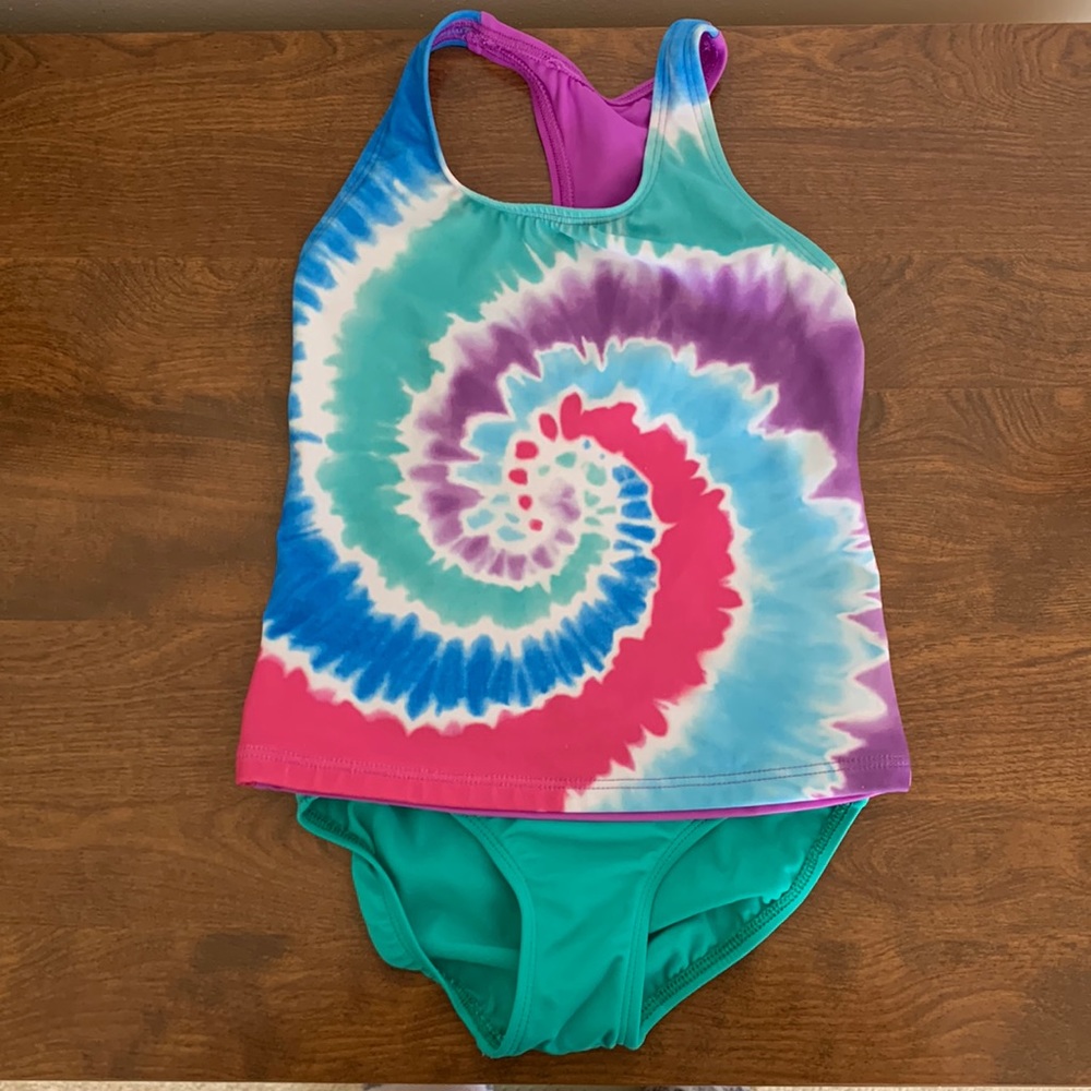Lands’ End Girls Sz 4-5 Tie-Dye Tankini Swimsuit